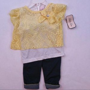 Gorgeous yellow fancy layered 3-piece outfit 24 mo